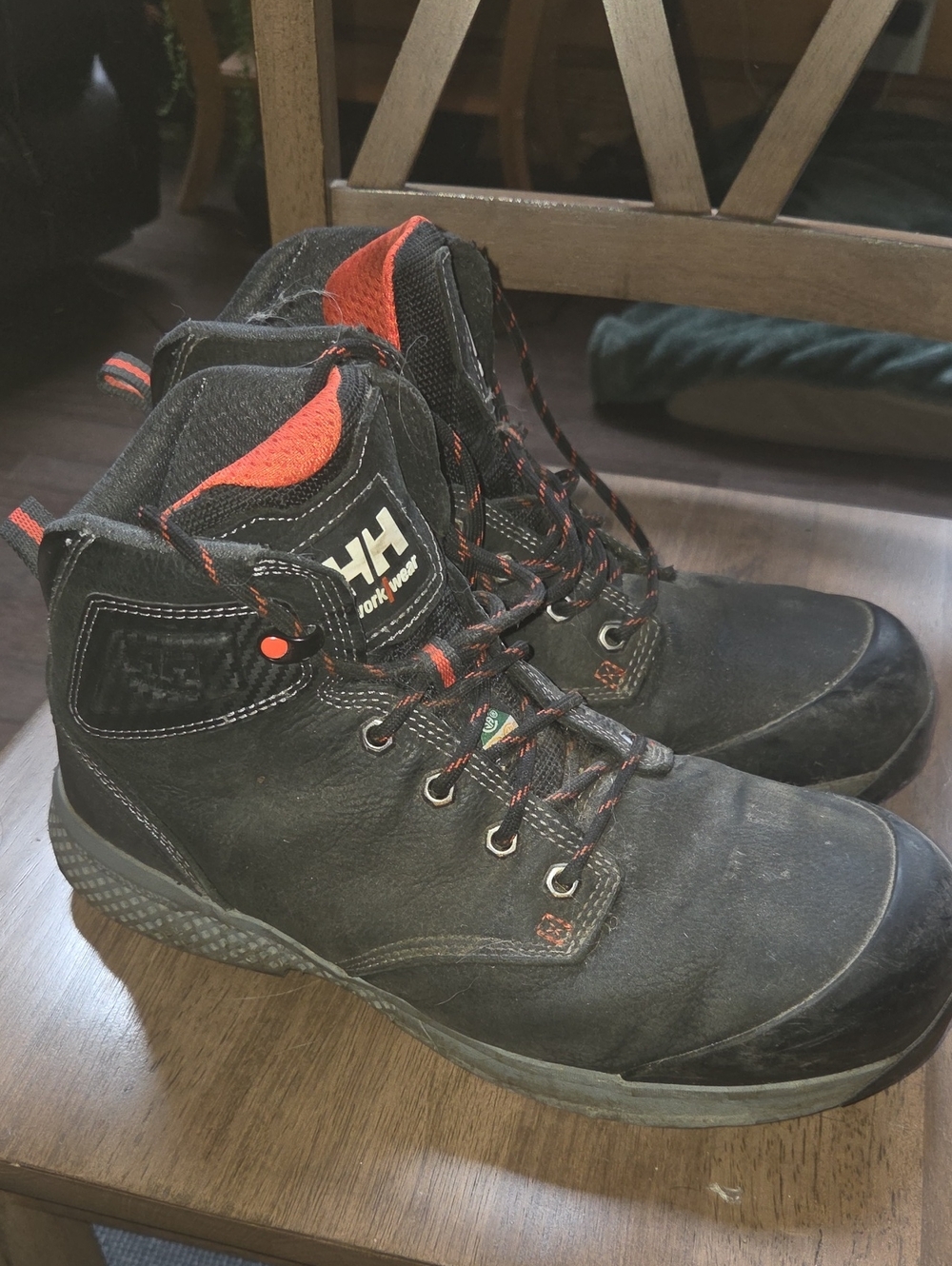 Men's Black and Orange Safety Boots